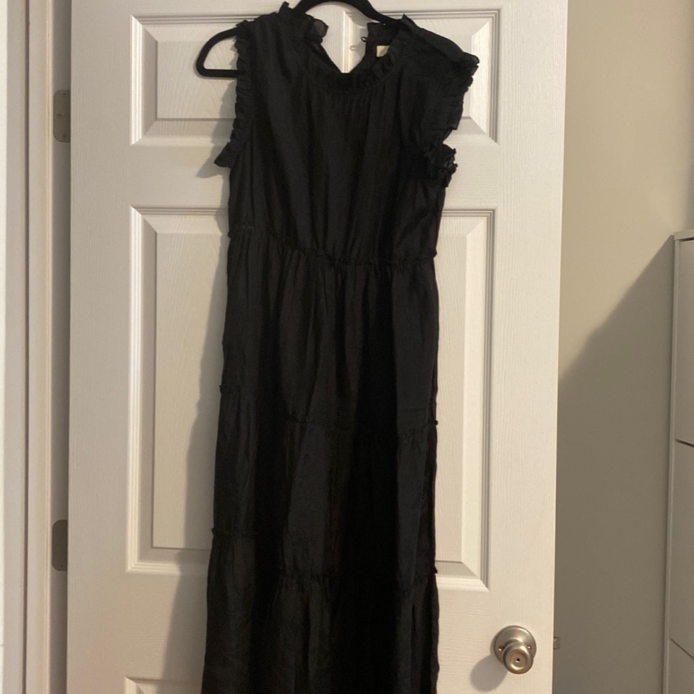 Guadalupe Black linen maxi dress with slip